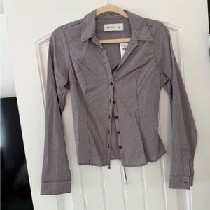 Hollister Long Sleeve Fitted Shirt Brown Gingham